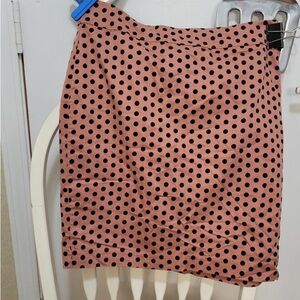 Mauve colored with black polka dot pencil skirt